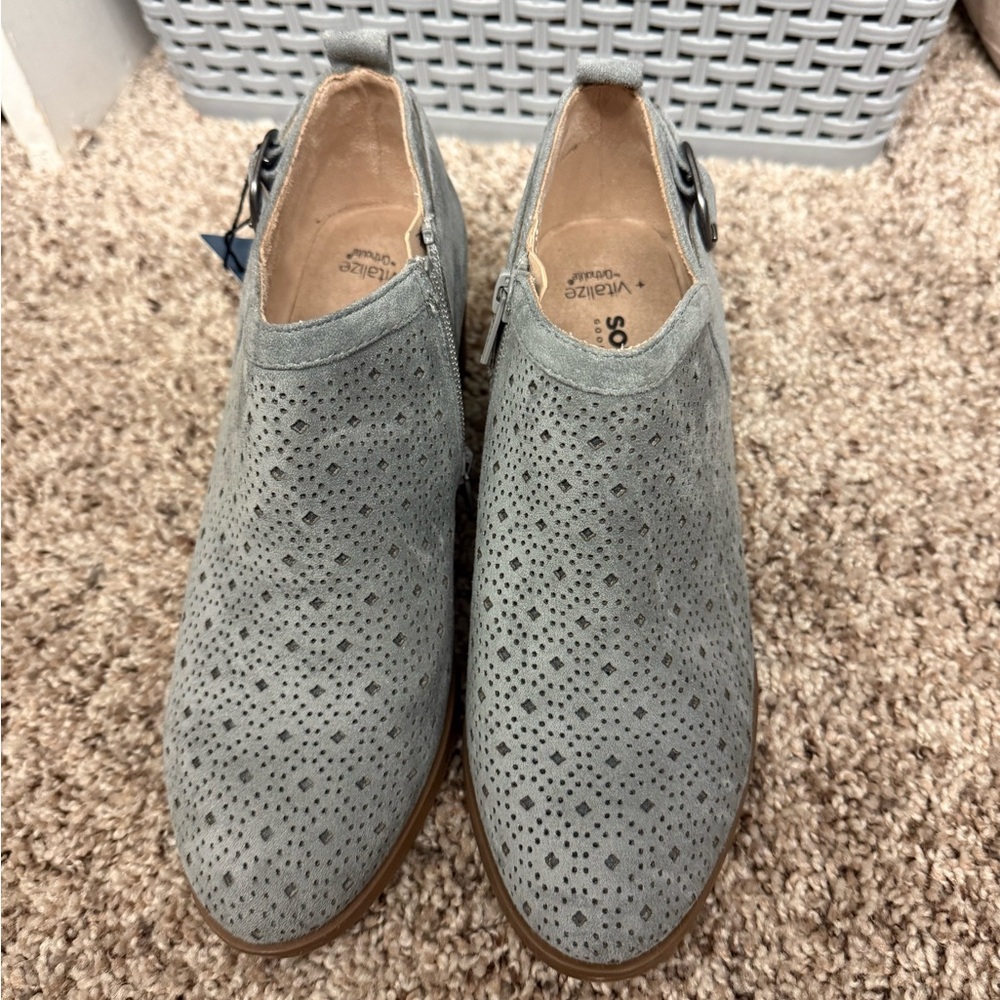 Sonoma Gray Perforated Ankle Boots